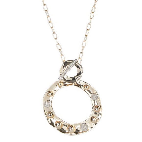 Alexis Bittar Large Gold Molten Repoussé & Crystal Dot Pendant Necklace - Picture 4 of 15